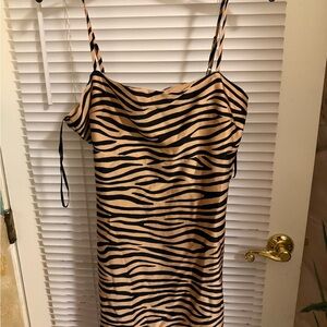 Lulu's Black and Tan Zebra Slip Dress with Spaghetti Straps